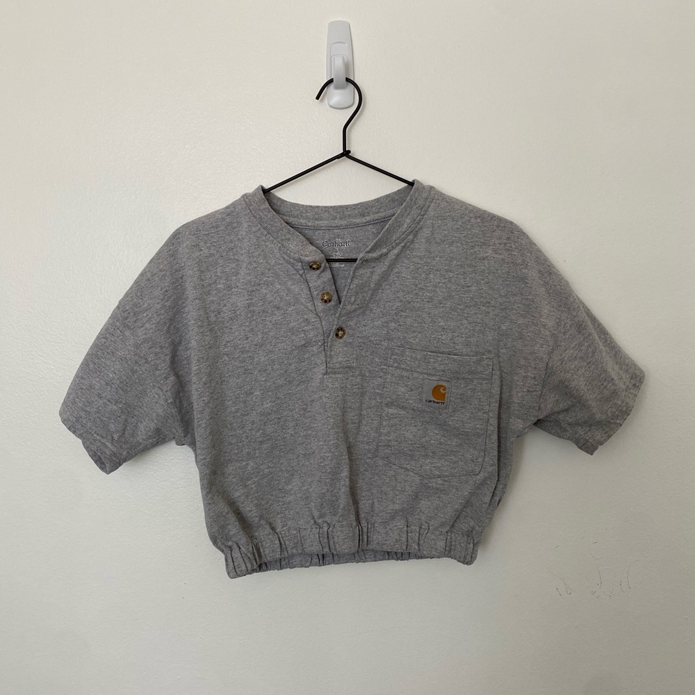Reworked Cropped Carhartt Grey Tee